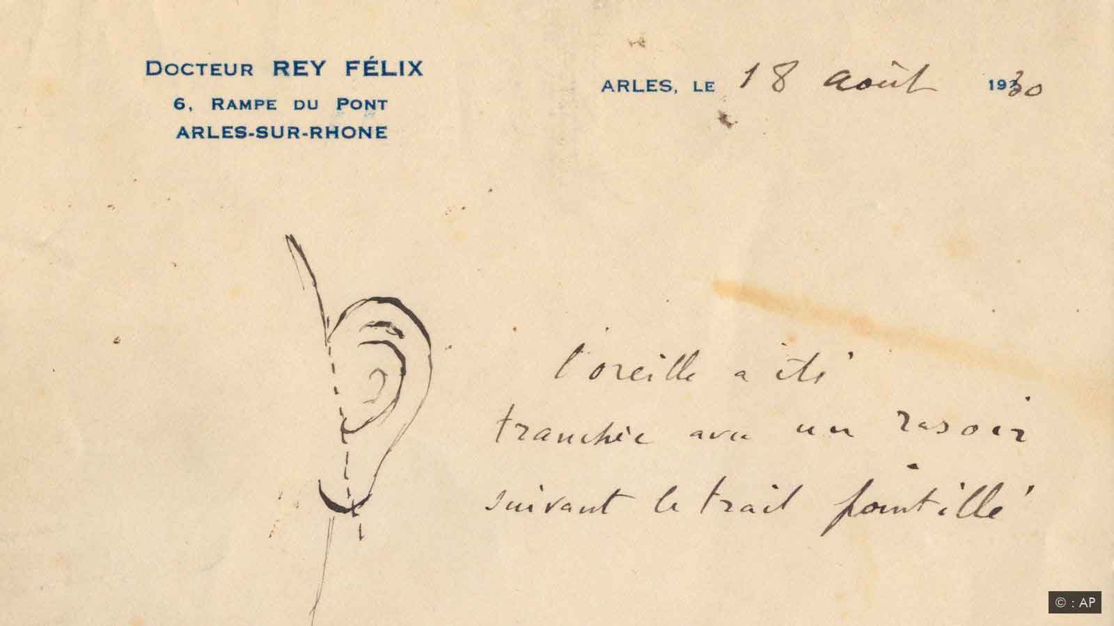 Escrito del doctor Félix Rey sobre la oreja de van Gogh