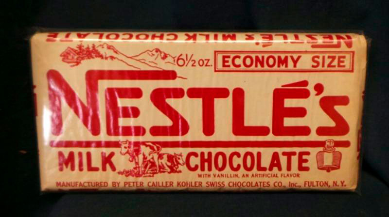 Una de las primeras presentaciones de chocolate con leche en barra de Nestlé