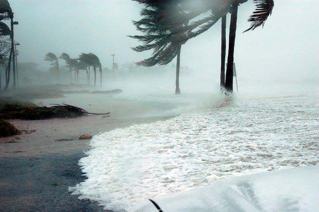 Vientos huracanados en una playa