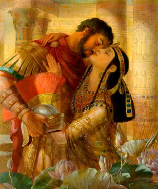Representación de Cleopatra con Marco Antonio