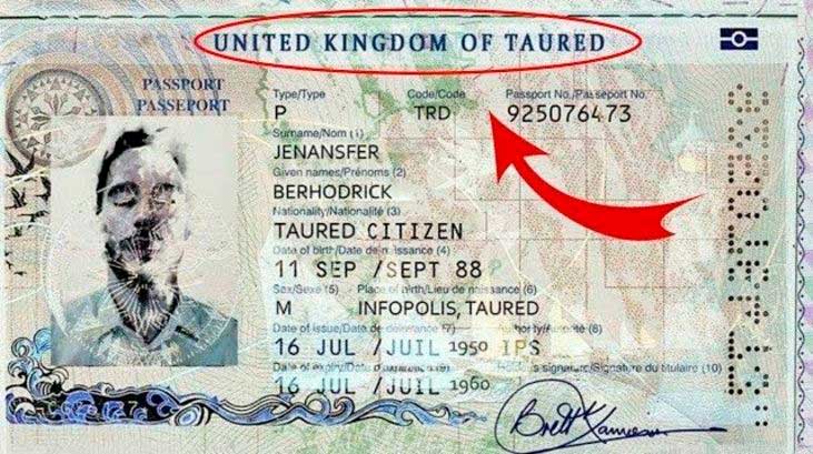 Reproducción del supuesto pasaporte del hombre de Taured
