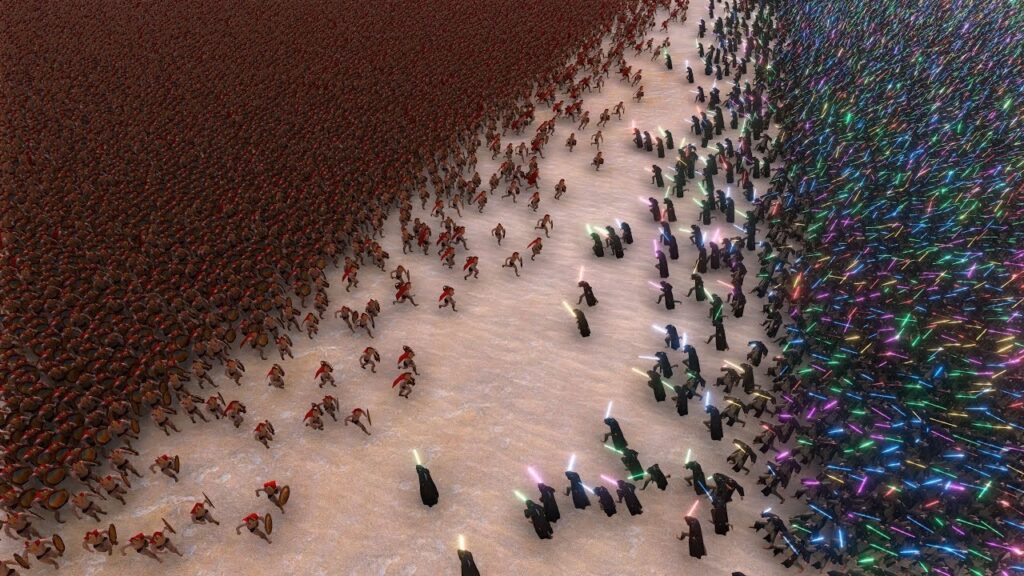 Una batalla entre 10,000 jedi contra 40,000 espartanos