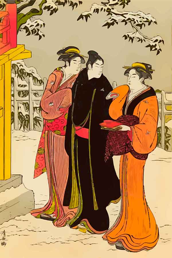 Ilustración de tres taikomochis
